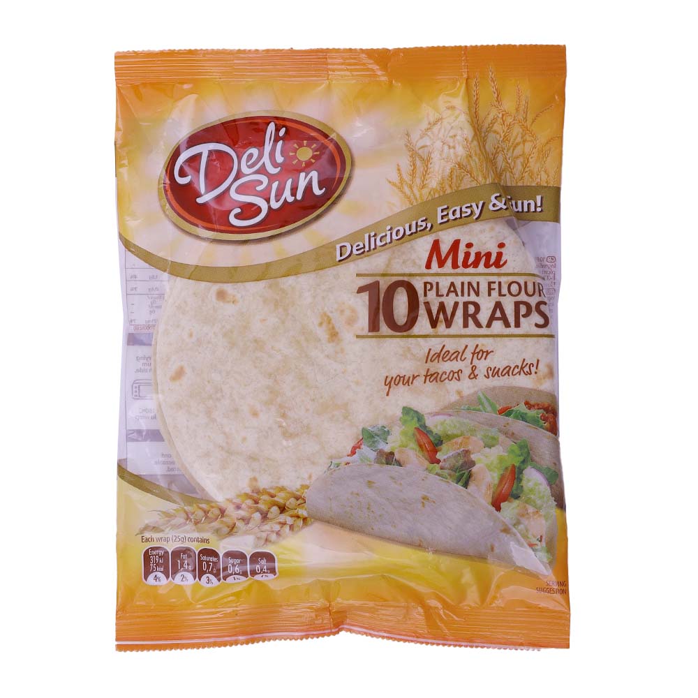 Deli Sun 8 Plain Flour Wraps Medium 320g 