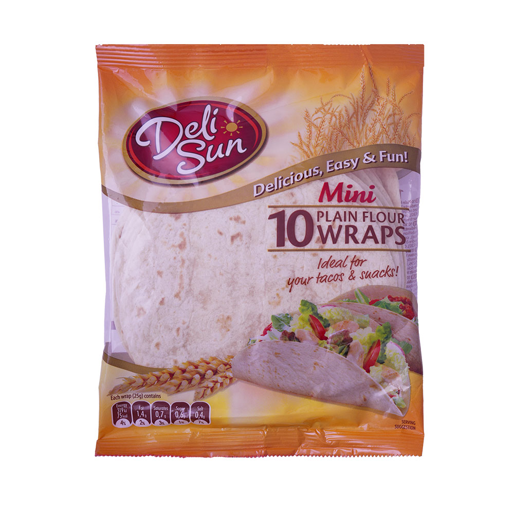 Deli Sun 10 Plain Flour Wraps Mini 250g