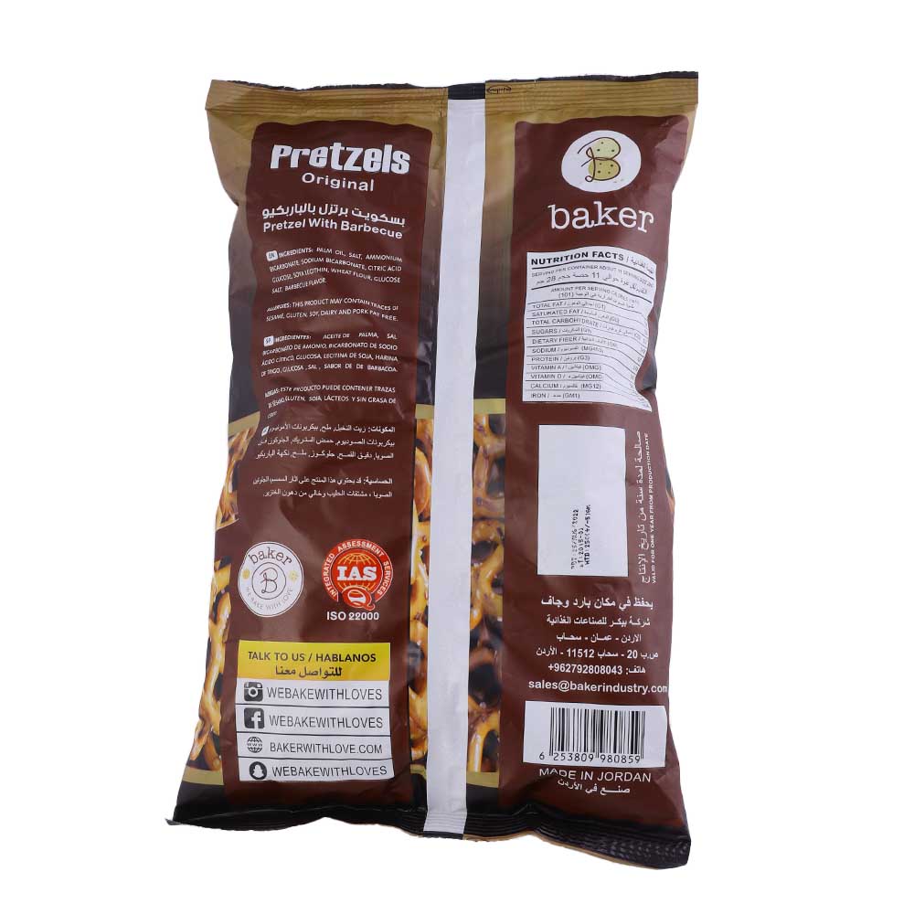 Baker Pretzels Biscuit Barbecue 250g back image