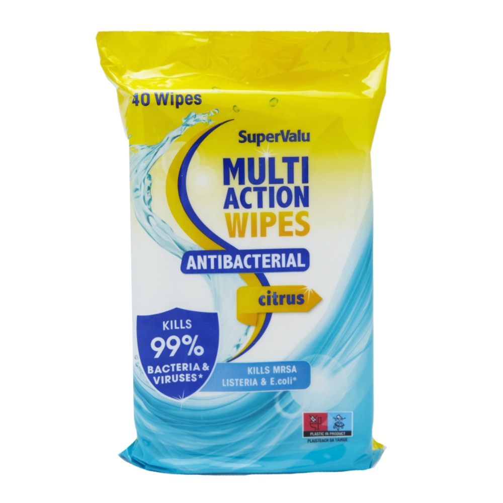SuperValu Multi-Action Citrus Antibacterial Wipes 40 Sheets