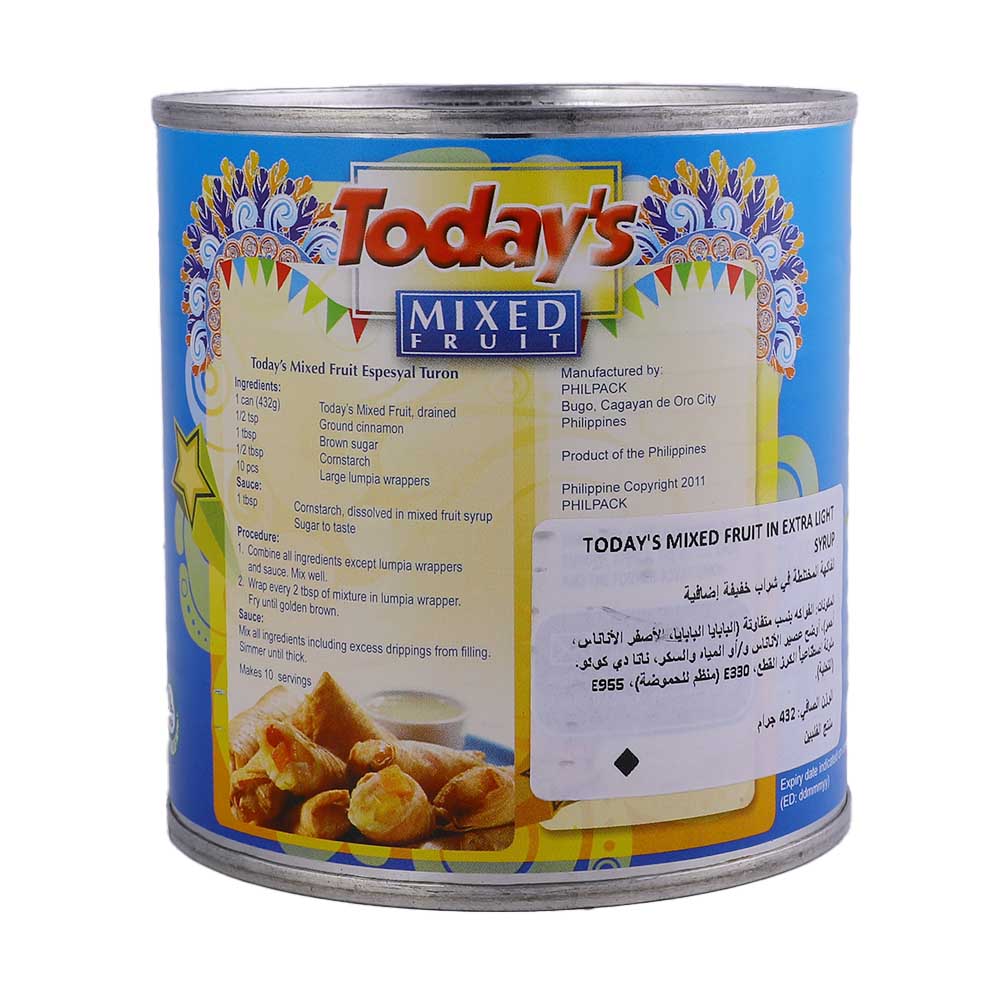 Today's Mixed Fruit Extra Light Syrup 432g back image