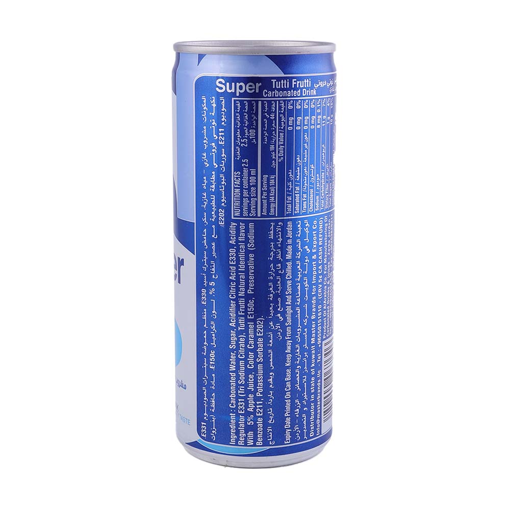 Super Tutti Frutti Sugar Free Drink 250ml back image