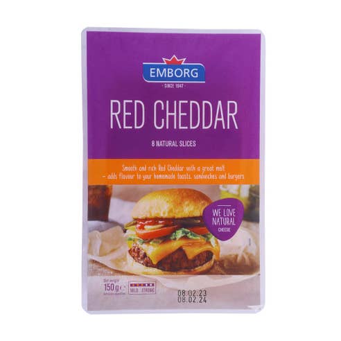 Emborg Red Cheddar Sliced Cheese 150g 