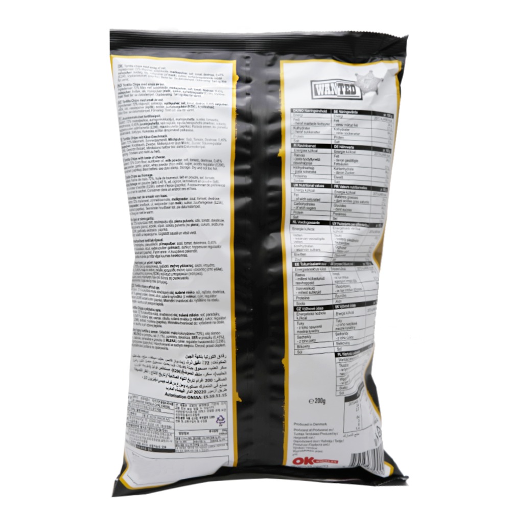 Wanted Tortilla Chips Cheese 200g back image