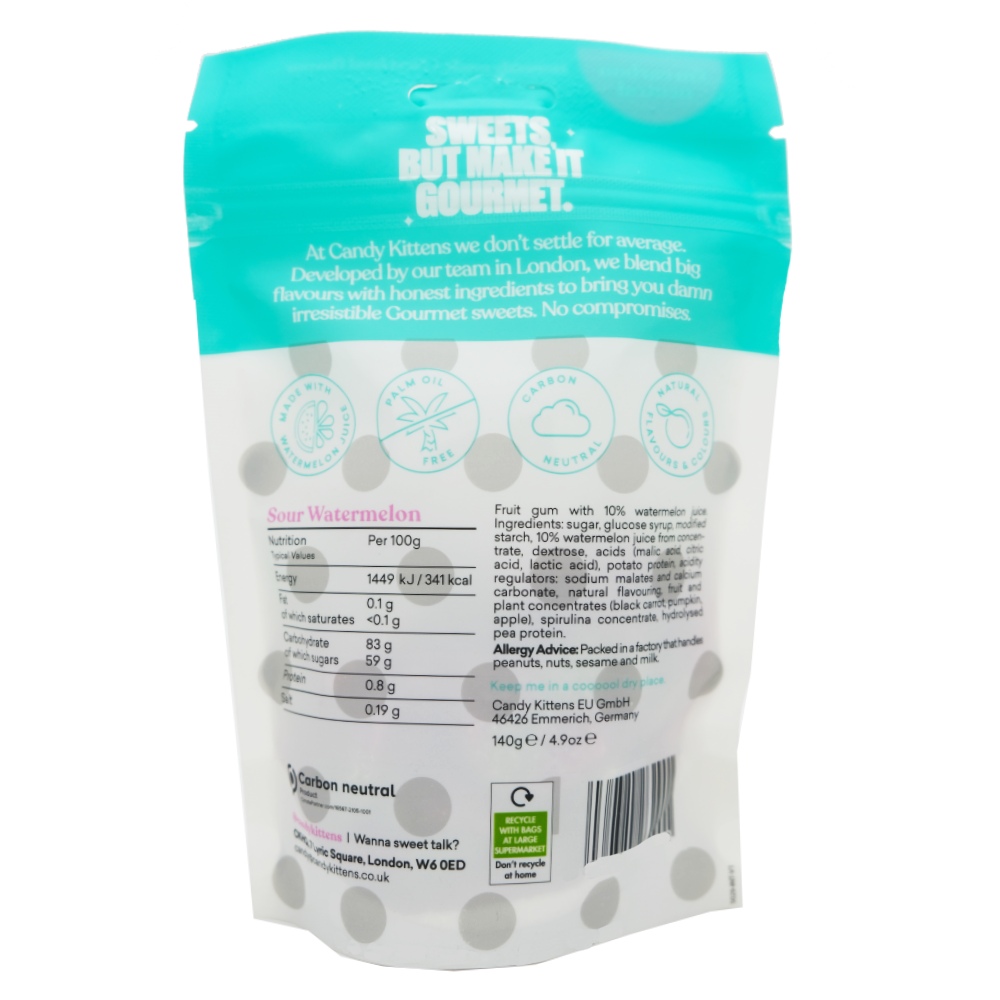 Candy Kittens Sour Watermelon Gourmet Sweets 140g back image