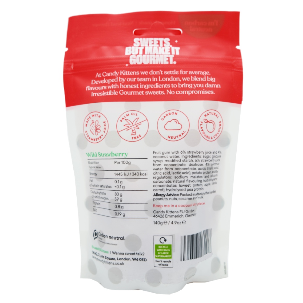 Candy Kittens Wild Strawberry Gourmet Sweets 140g back image