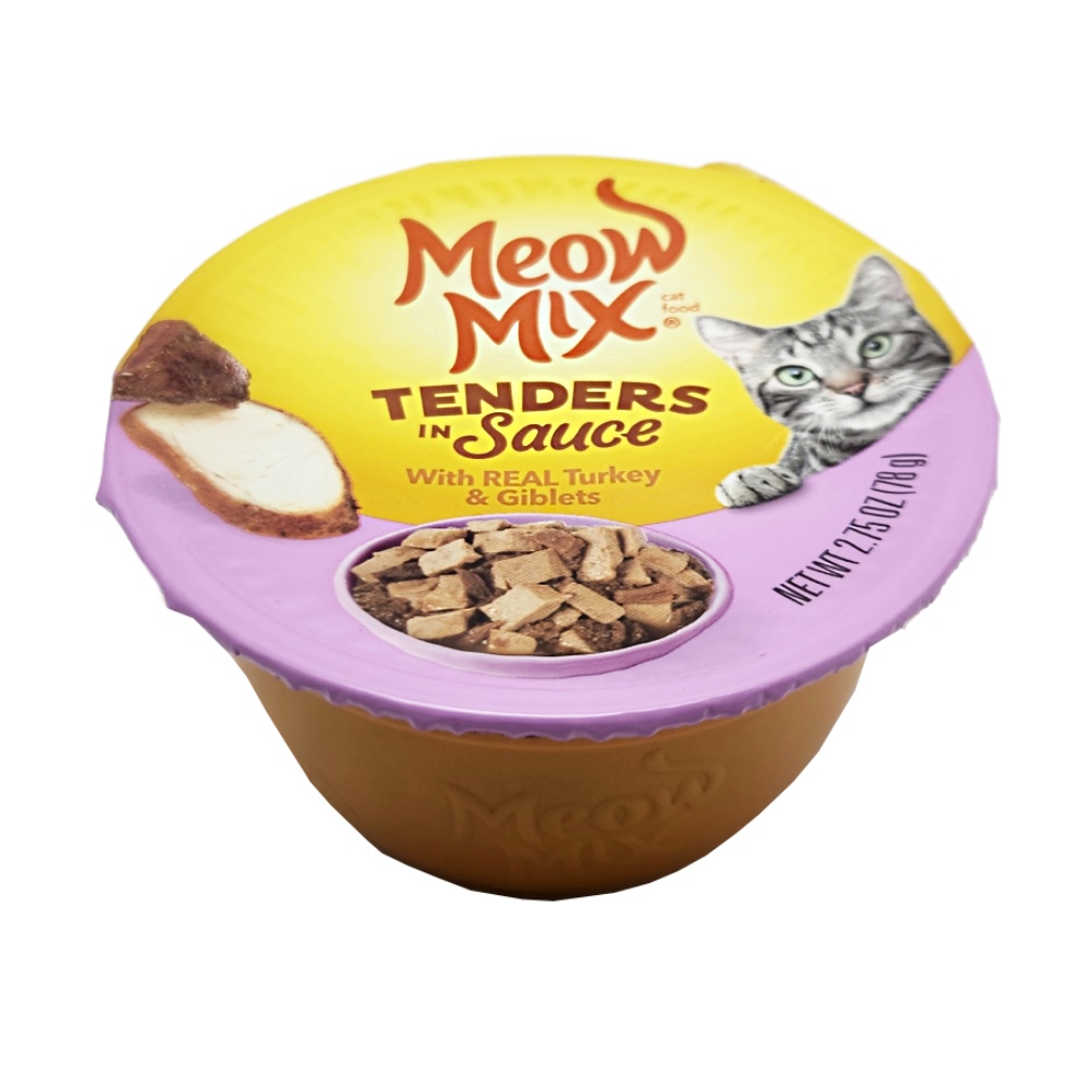 Meow Mix Tender In Sauce Turkey & Giblets Cat Food 78g back image