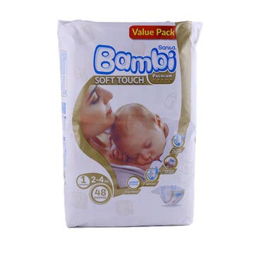Sanita Bambi Soft Touch New Born Diapers [48 Pack] [Value Pack] 