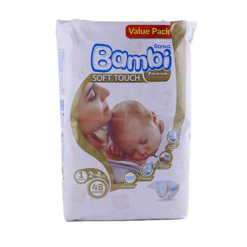 Sanita Bambi Soft Touch New Born Diapers [48 Pack] [Value Pack] 