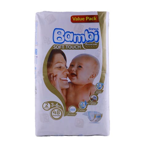 Sanita Bambi Soft Touch Small Size 2 Diapers [48 Pack] [Value Pack] 