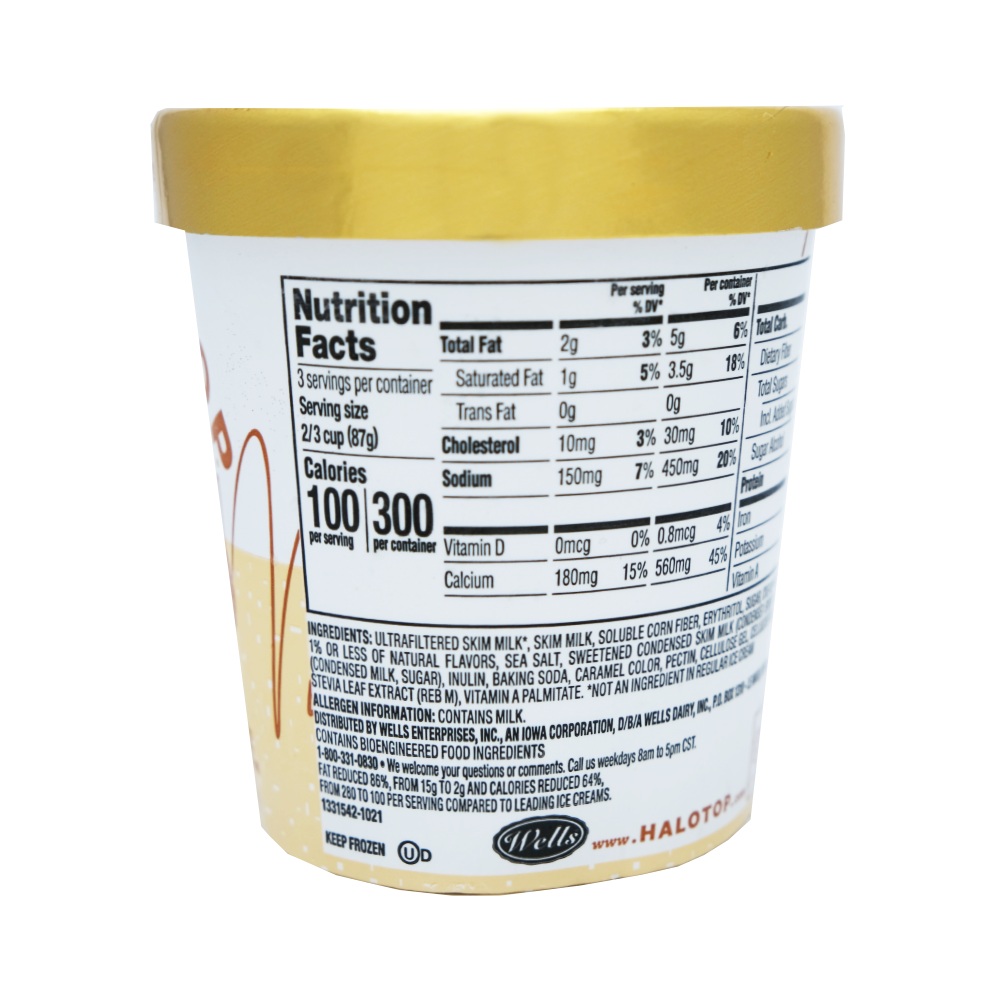 Halo Top Sea Salt Caramel Light Ice Cream 16Oz back image