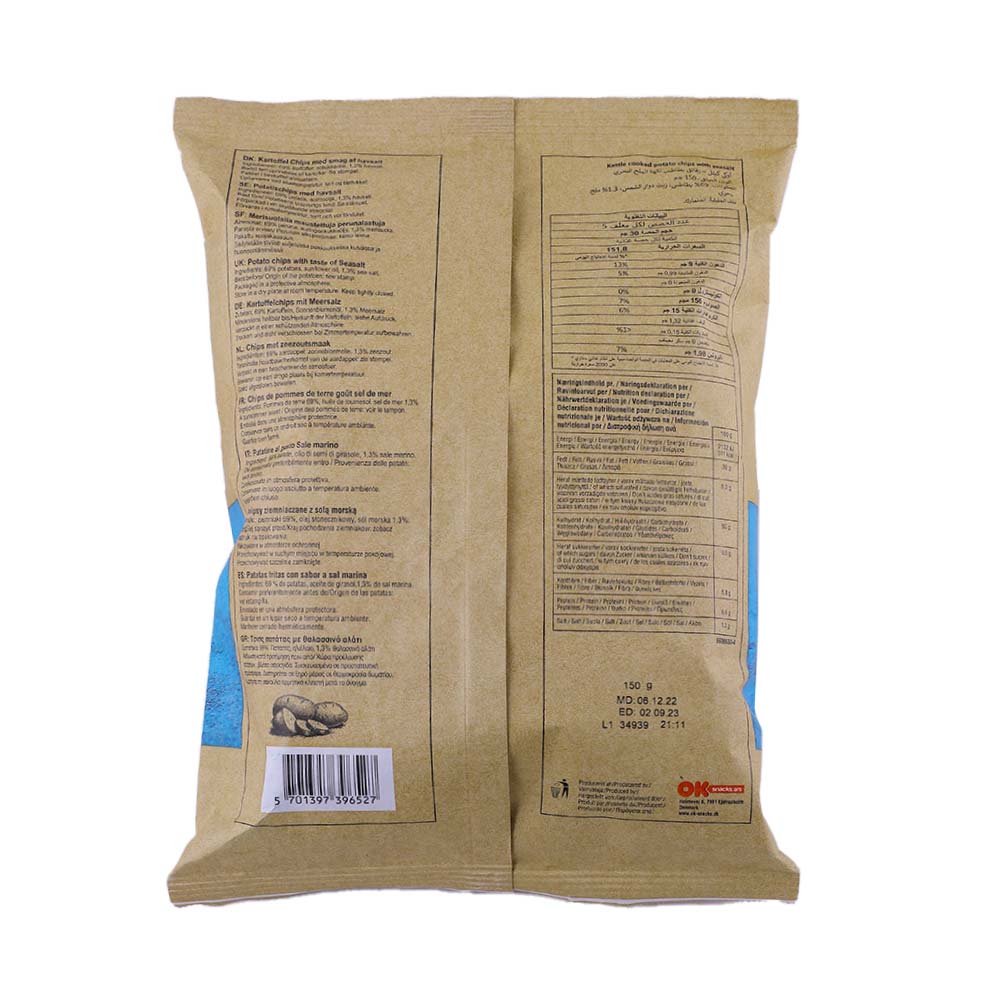 Chips Kettle Cooked Sea Salt Potato Chips 150g back image