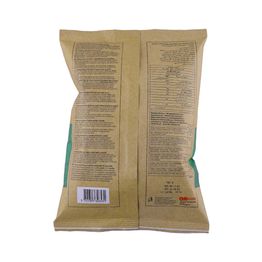 Chips Kettle Cooked Sour Cream & Onion Potato Chips 150g back image