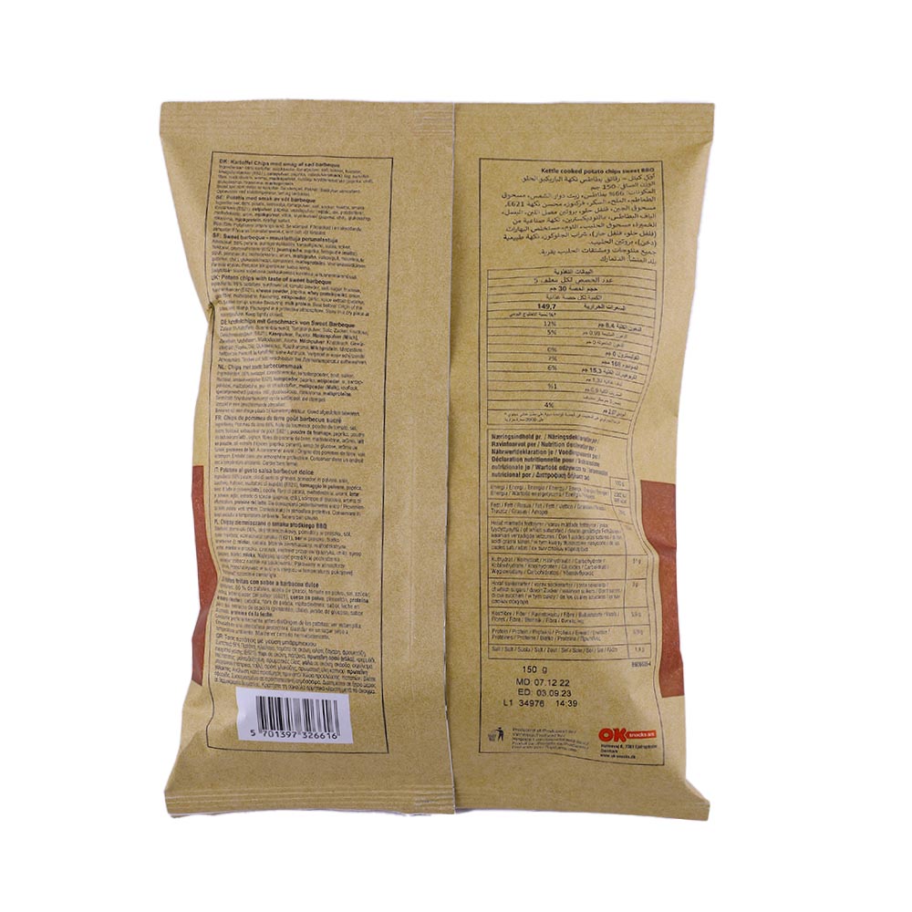 Chips Kettle Cooked Sweet BBQ Potato Chips 150g back image