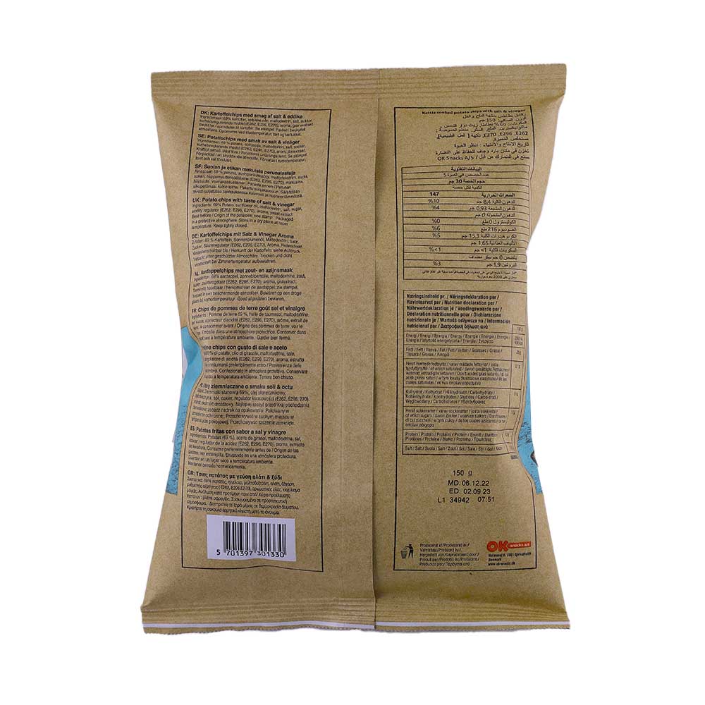 Chips Kettle Cooked Salt & Vinegar Potato Chips 150g back image
