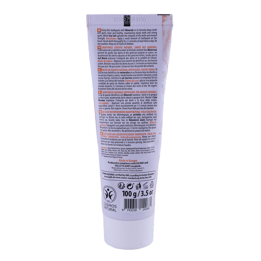 Organic Shop Minerals & Sea Salt Toothpaste 100g back image