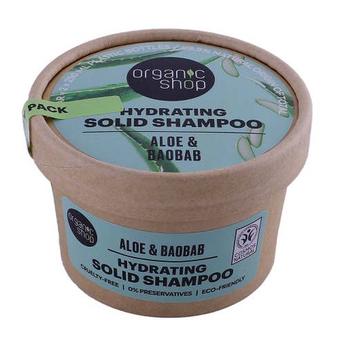 Organic Shop Aloe & Baobab Hydrating Solid Shampoo 60g 