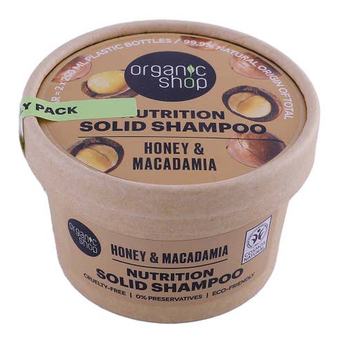 Organic Shop Honey & Macadamia Solid Shampoo 60g 