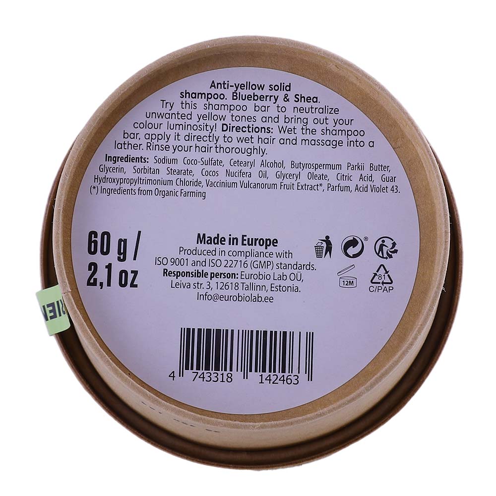Organic Shop Blueberry & Shea Anti-Yellow Solid Shampoo 60g back image