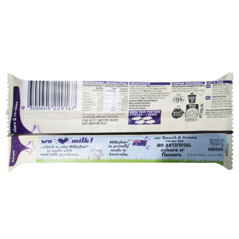 Nestle Milkybar White Chocolate Cookies 80g back image