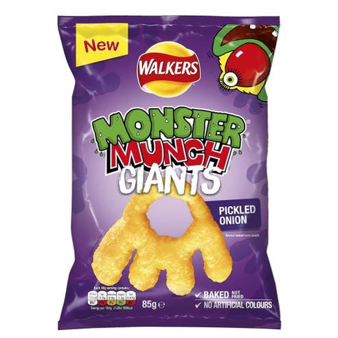 Walkers Monster Munch Giants Pickled Onion Flavour Chips 85g 