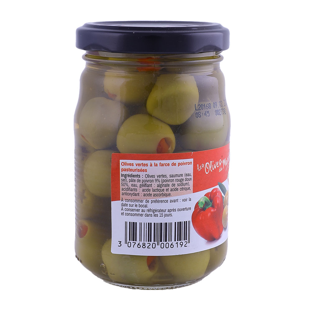 Crespo Green Olives with Pimento Jar 198g back image