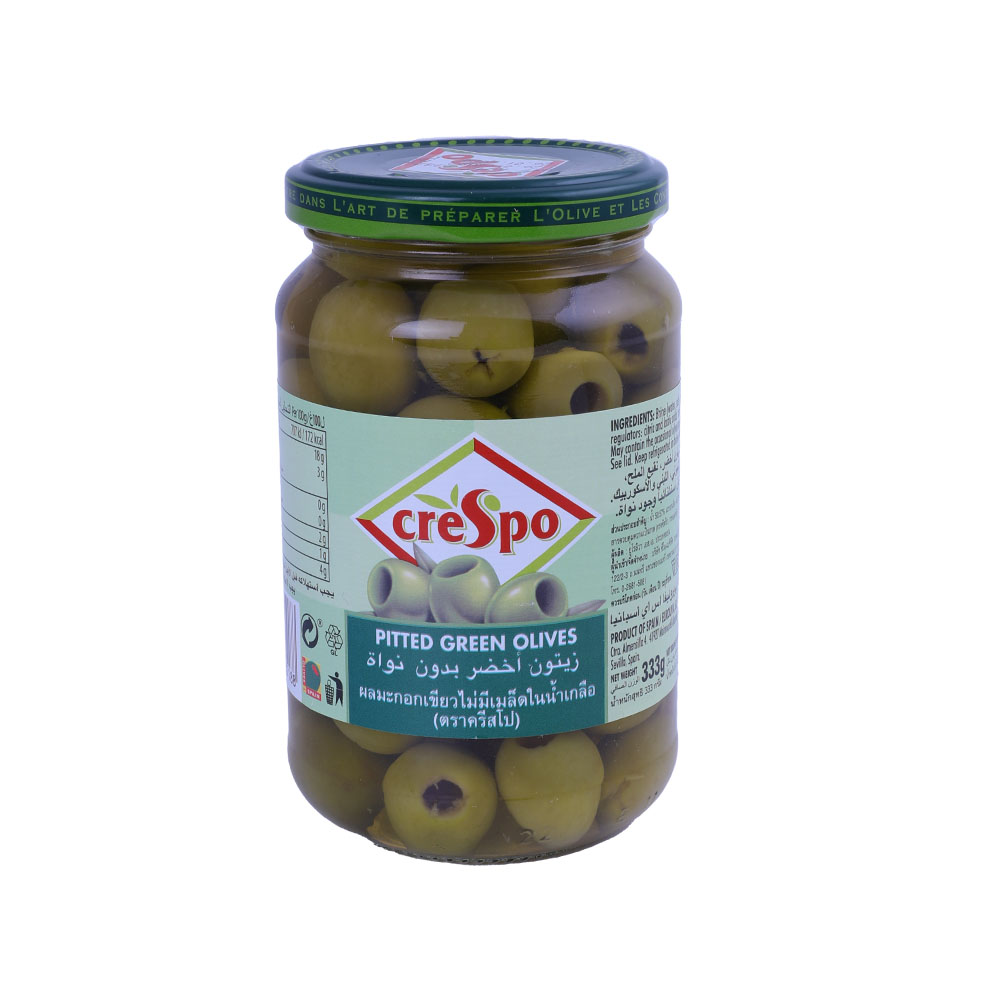 Crespo Pitted Green Olives Jar 354g