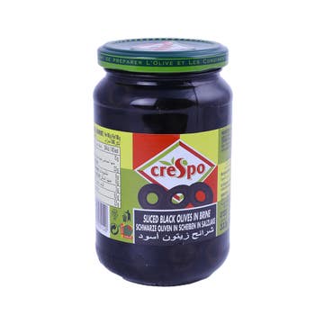 Crespo Sliced Black Olives Jar 354g 