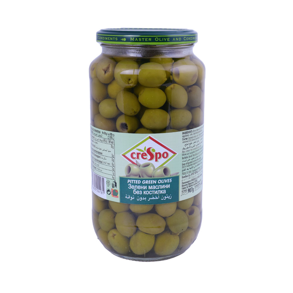 Crespo Pitted Green Olives Jar 907g