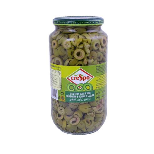 Crespo Sliced Green Olives Jar 890g 