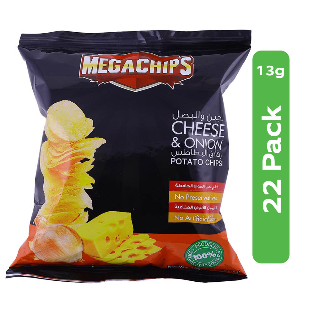 Mega Chips Cheese & Onion Potato Chips 22x13g