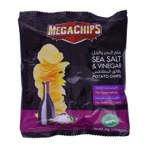 Mega Chips Sea Salt & Vinegar Potato Chips 13g 
