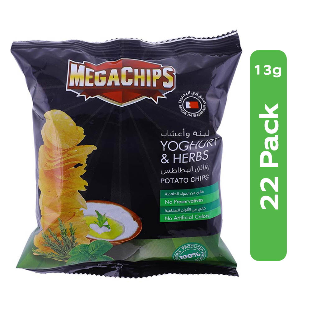Mega Chips Yoghurt & Herbs Potato Chips 22x13g