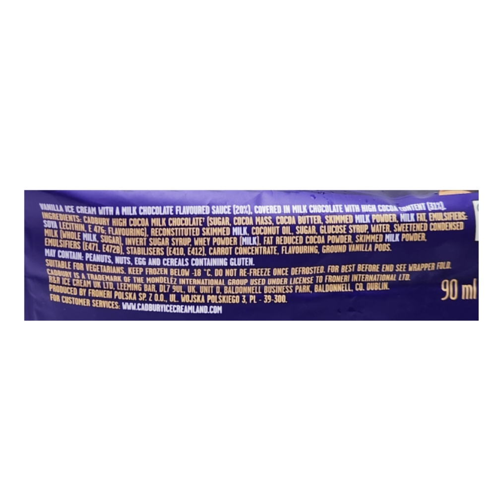 Cadbury Dark Milk Ice Cream Stick 90ml back image
