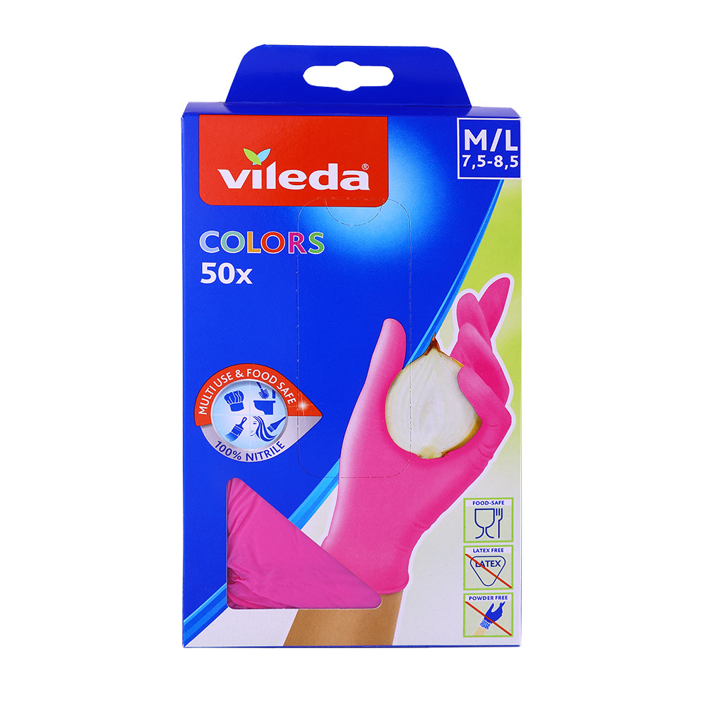 Vileda Colors Nitrile Gloves M/L 50's