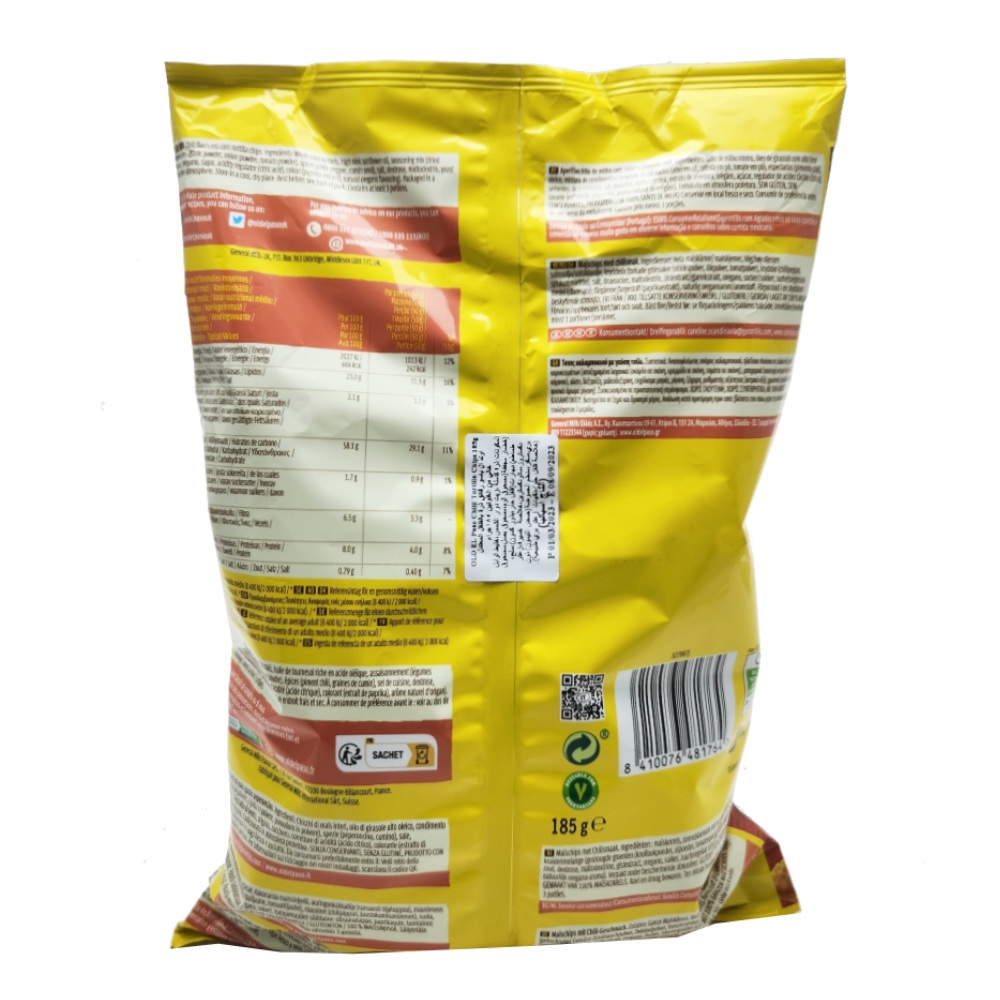 Old El Paso Chilli Tortilla Chips 185g back image
