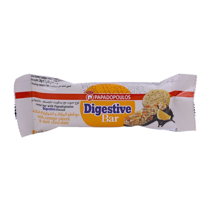 Papadopoulos Digestive Bar With Orange & Dark Chocolate 28g
