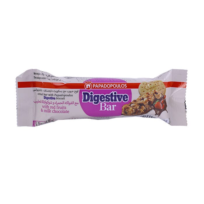 Papadopoulos Digestive Bar With Red Fruit And Milk Chocolate 28g