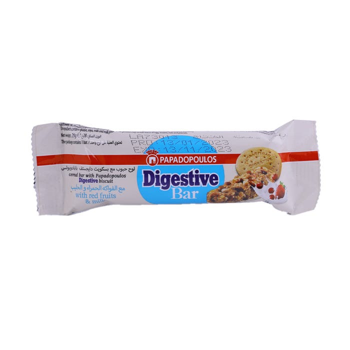Papadopoulos Digestive Bar With Red Fruit & Milk 28g