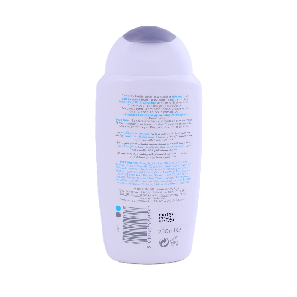 Femfresh Ultimate Care Active Fresh Wash Silver 250ml back image