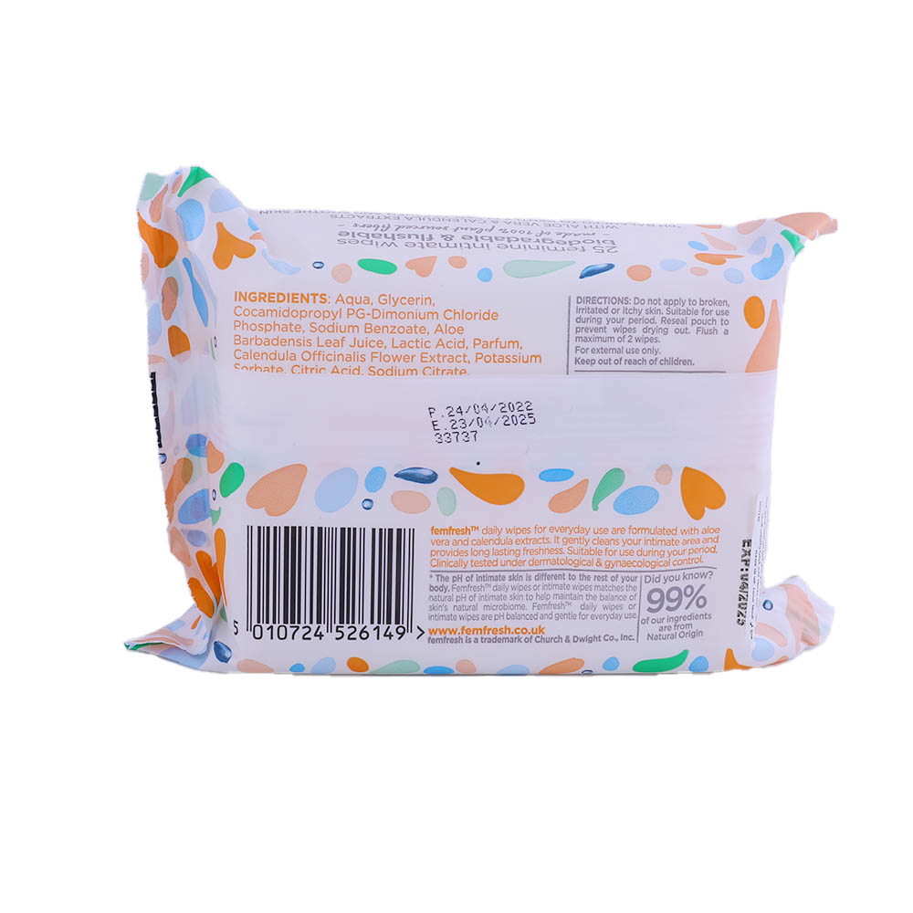 Femfresh Daily Wipes 25's back image