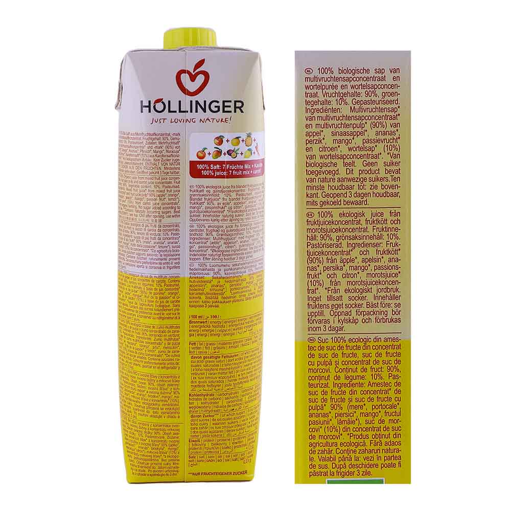 Hollinger Organic Multi Sunrise Juice 1L back image