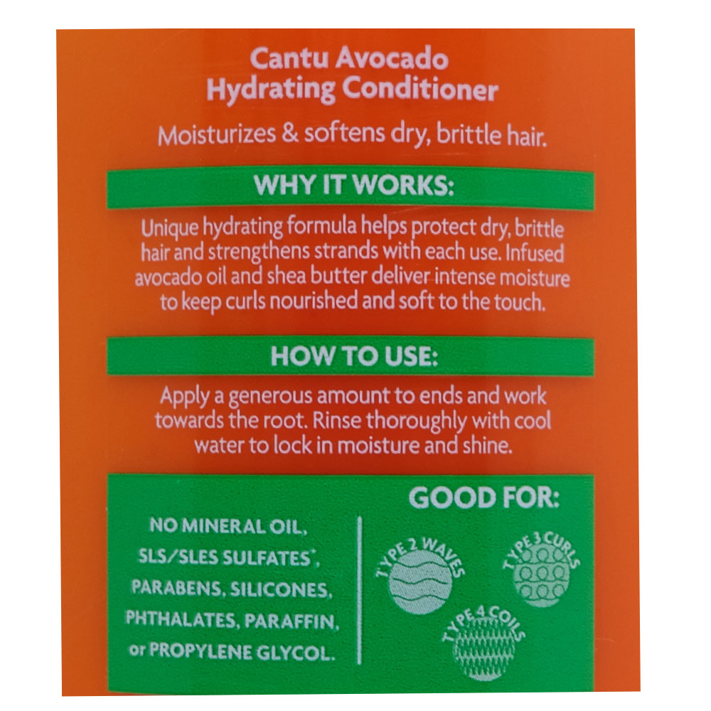 Cantu Avocado Oil and Shea Butter Hydrating Conditioner 400ml back image