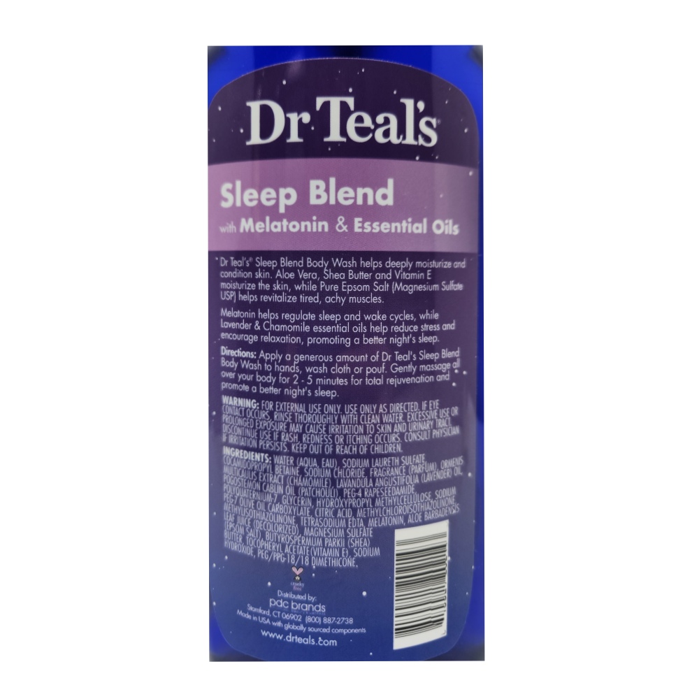 Dr Teals Sleep Blend Body Wash With Melatonin and Essentials Oils 710ml back image