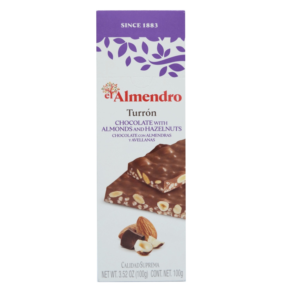 El Almendro Turron Chocolate With Almonds and Hazelnut 100g