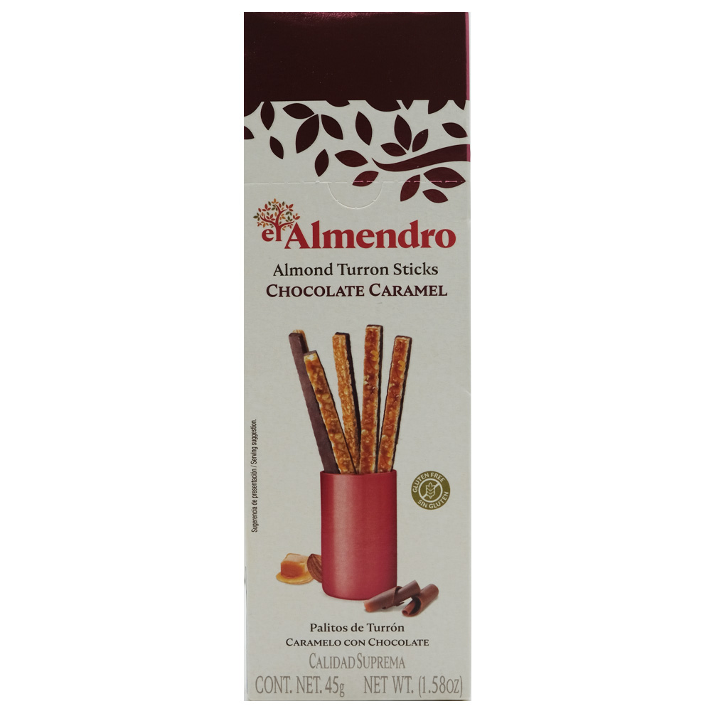 El Almendro Chocolate Caramel Almond Turron Sticks 45g