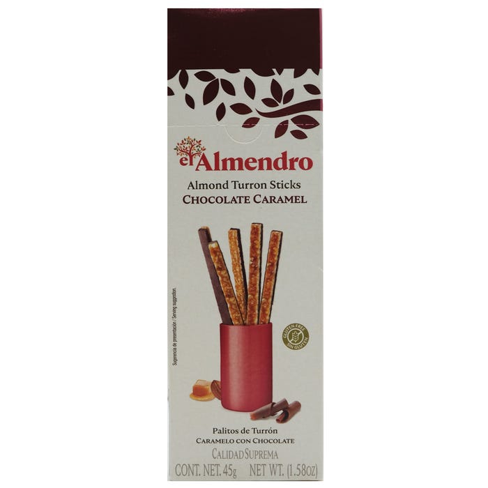 El Almendro Chocolate Caramel Almond Turron Sticks 45g