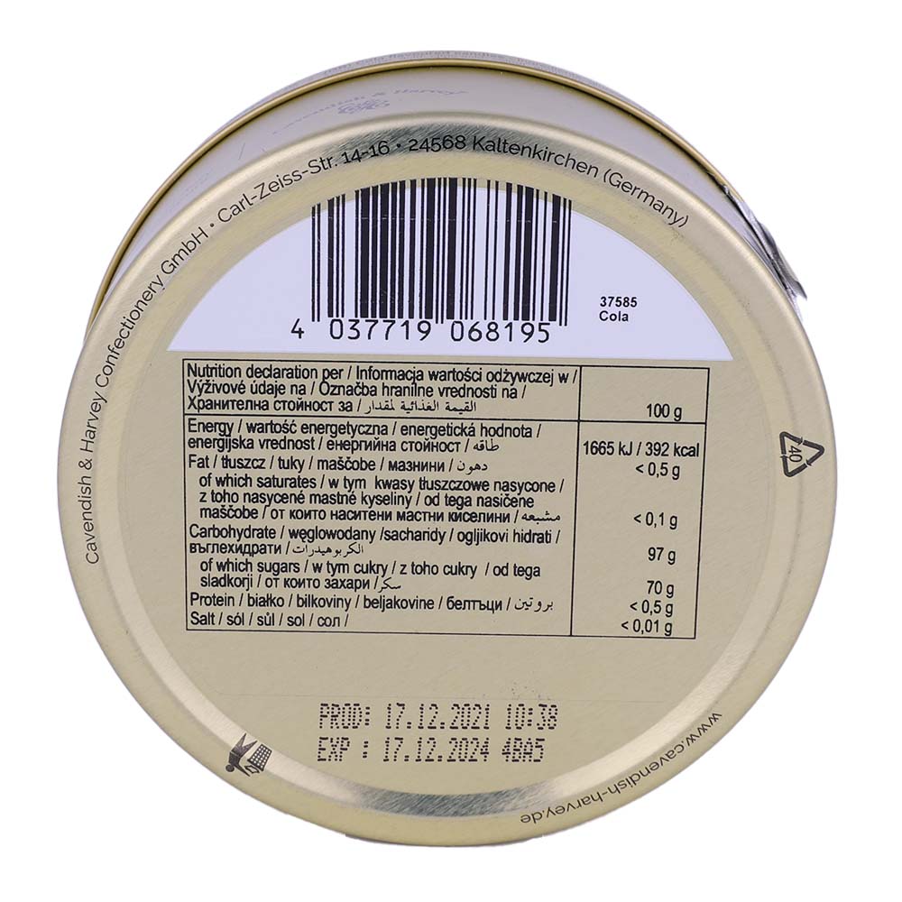 Cavendish & Harvey Refreshing Cola Drops Tins 175g back image