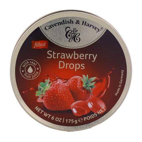 Cavendish & Harvey Filled Strawberry Drops Tin 175g 