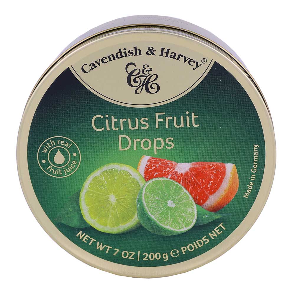 Cavendish & Harvey Citrus Fruit Drops Tins 200g back image